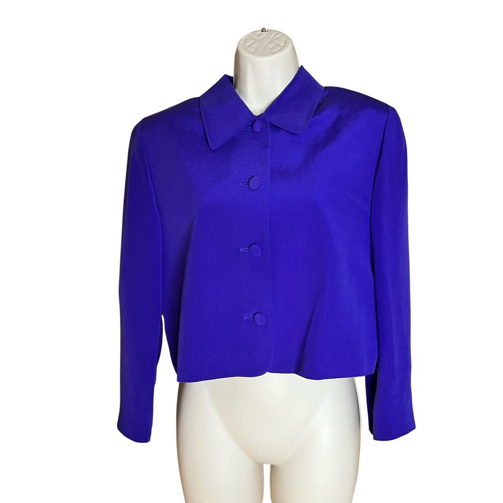 Design by Pat Argenti 100% Silk Royal Blue/Purple Blazer 10P